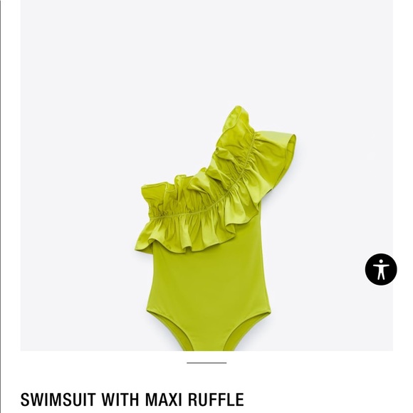 Zara Swim Zara One Shoulder Maxi Ruffled One Piece Swimsuit Lime Green Poshmark